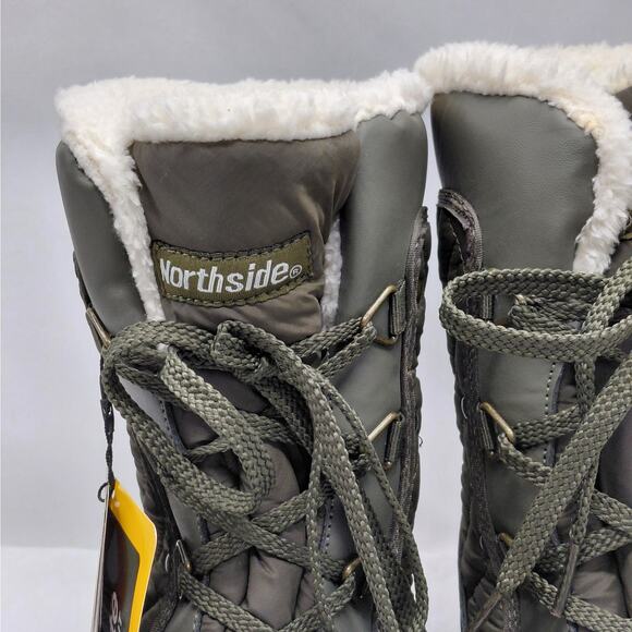 Northside Womens 9 Waterproof Insulated Snow Boot Olive Faux Fur Thinsulate - Picture 7 of 16